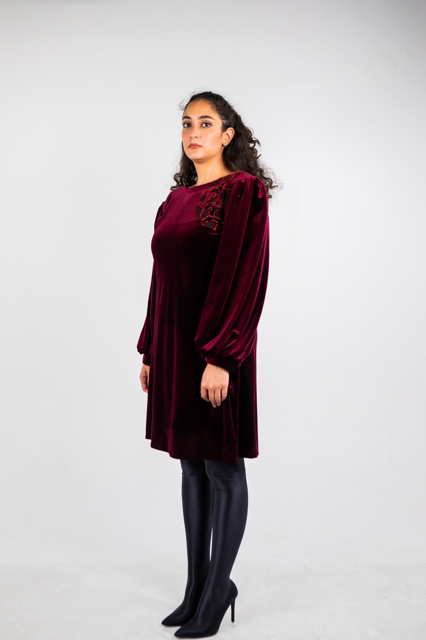 The Aurora Dress in Maroon