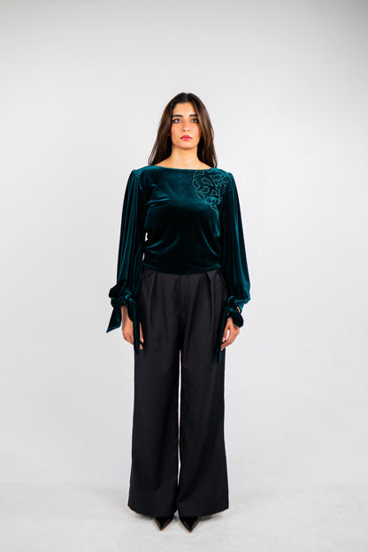 The Ruby Blouse in Petrol Green