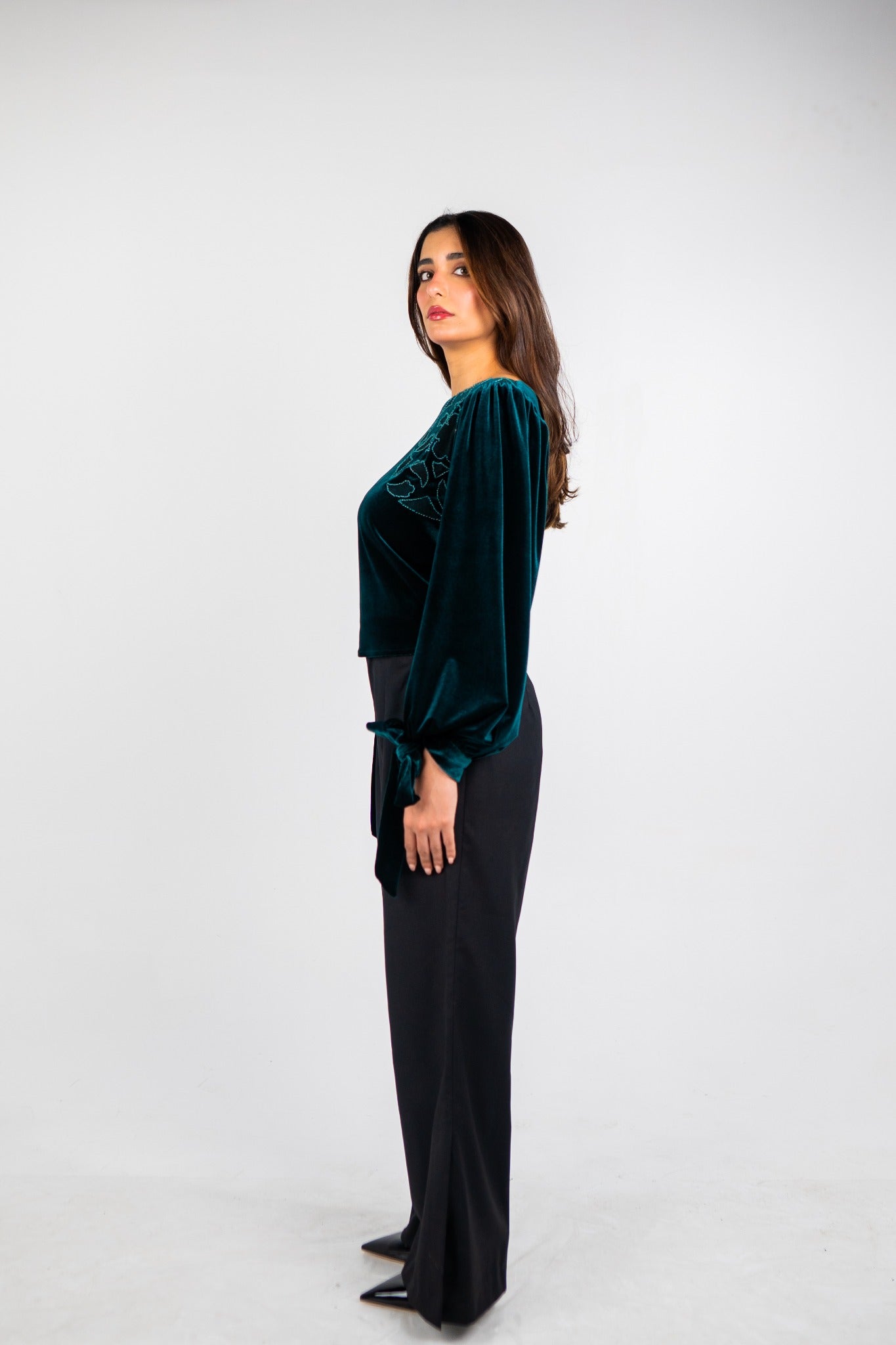 The Ruby Blouse in Petrol Green